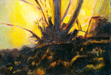 Peinture intitulée "Un Arbre (peinture)" par David Benayoun, Œuvre d'art originale, Huile Monté sur Châssis en bois