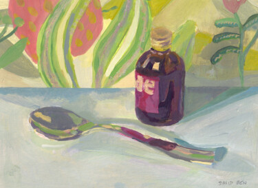 Peinture de confinement n°1 : sirop sur fond exotique Peinture intitulée "Peinture de confine…" par David Benayoun, Œuvre d'art originale, Acrylique