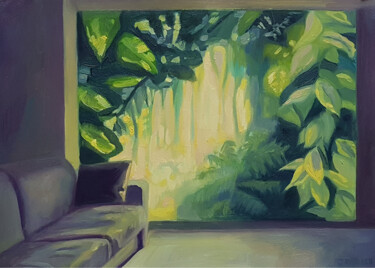 Peinture intitulée "Paysage d'intérieur" par David Benayoun, Œuvre d'art originale, Huile Monté sur Châssis en bois