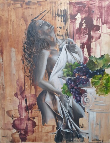 Painting titled "Aphrodite" by David Bequet, Original Artwork, Oil Mounted on Wood Stretcher frame