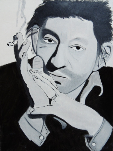Painting titled "Serge Gainsbourg" by David Briot, Original Artwork, Oil