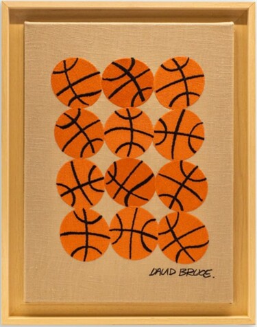 Art textile intitulée "Three Points" par David Bruce, Œuvre d'art originale, Broderie Monté sur Châssis en bois