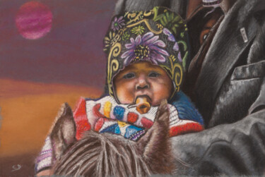 Peinture intitulée "Jeune cavalier chin…" par David Cadran, Œuvre d'art originale, Pastel