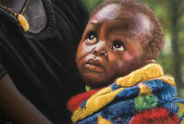Pittura intitolato "Regard d'enfant - 2…" da David Cadran, Opera d'arte originale