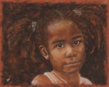 Pintura titulada "Portrait jeune fill…" por David Cadran, Obra de arte original, Otro