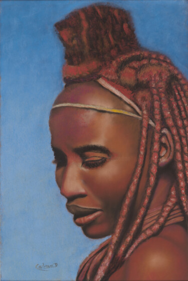 Schilderij getiteld "Jeune femme Himba d…" door David Cadran, Origineel Kunstwerk, Pastel