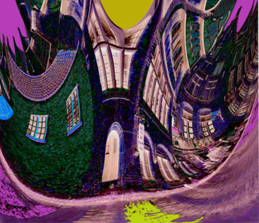 Digital Arts titled "bruges-canal-moonlit" by David Callahan, Original Artwork, 2D Digital Work
