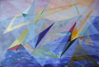 Schilderij getiteld "triangles" door David Callahan, Origineel Kunstwerk, Acryl