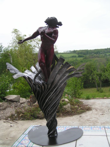 Sculptuur getiteld "tornade" door David Chaine, Origineel Kunstwerk, Metalen