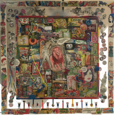 Painting titled "Candy box n°2460" by David Cintract, Original Artwork, Collages