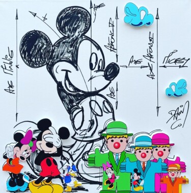 Painting titled "Mickey Donald" by David Cumps, Original Artwork, Acrylic Mounted on Wood Stretcher frame