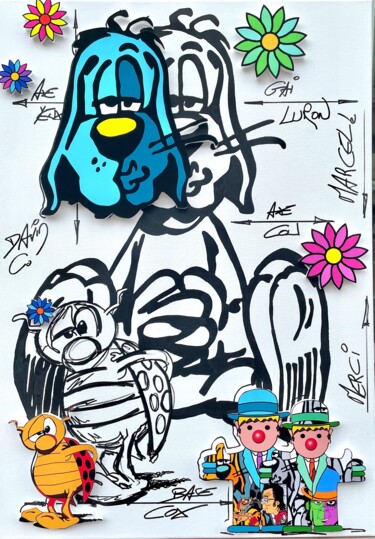 Картина под названием "Gai Luron" - David Cumps, Подлинное произведение искусства, Акрил Установлен на Деревянная рама для н…