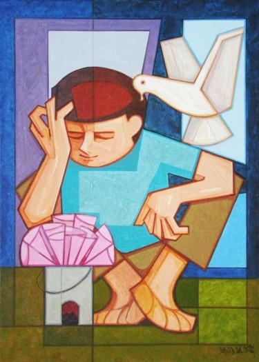 Pittura intitolato "vendedor-de-amendoi…" da David Da Costa, Opera d'arte originale