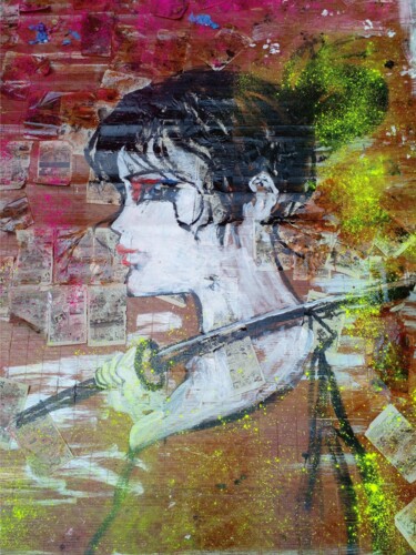 Painting titled "Geisha Samouraï" by David Del Kan, Original Artwork, Acrylic