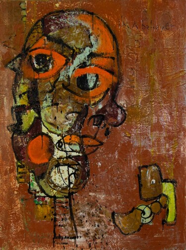 Painting titled "Orange Judas 2" by David Eugene Lemley, Original Artwork, Oil