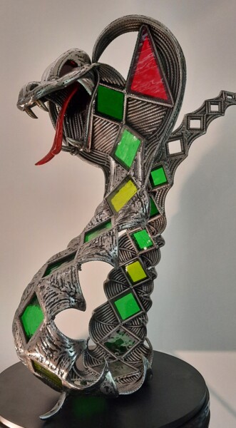 Sculpture titled "Serpent'Art" by David Fabié, Original Artwork, Metals
