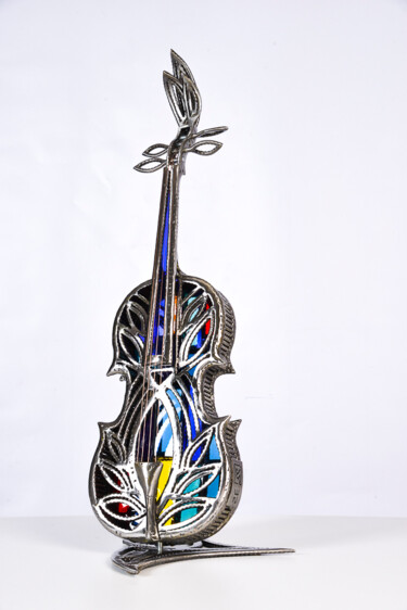 Sculpture intitulée "Mon Violon 2" par David Fabié, Œuvre d'art originale, Métaux