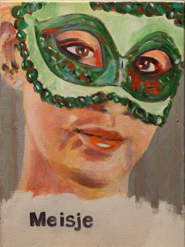 Meisje Schilderij getiteld "Meisje" door David Feyaerts, Origineel Kunstwerk, Acryl