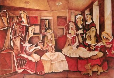 Malerei mit dem Titel "Las Meninas" von David García Rincón, Original-Kunstwerk, Öl