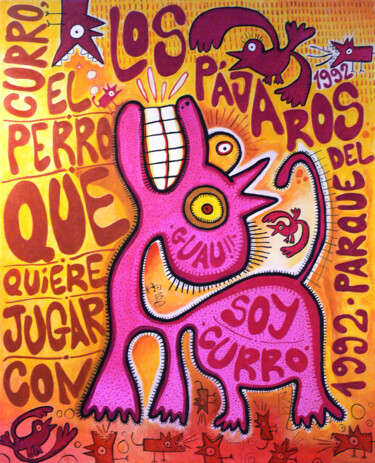 Malarstwo zatytułowany „Curro, el perro que…” autorstwa David García Rincón, Oryginalna praca, Akryl Zamontowany na Drewnian…