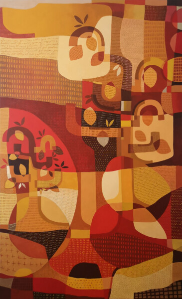 Schilderij getiteld "Los limoneros" door David García Rincón, Origineel Kunstwerk, Acryl Gemonteerd op Frame voor houten bra…