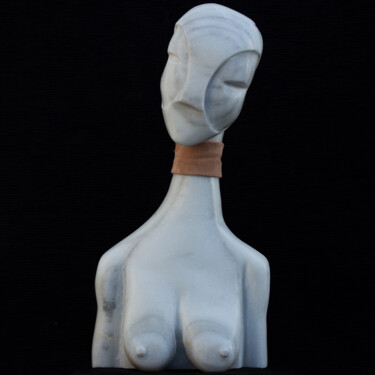 Skulptur mit dem Titel "White" von David Go, Original-Kunstwerk, Stein