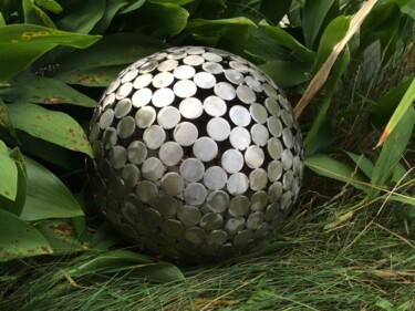Sculpture titled "Sphere of Circles" by David Goecke, Original Artwork, Stainless Steel