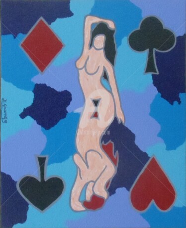 Peinture intitulée "jeu de dames" par David Grange, Œuvre d'art originale, Acrylique