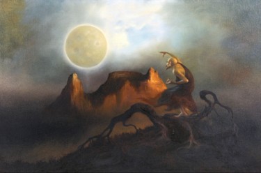 「The sorcerer」というタイトルの絵画 David Jeanによって, オリジナルのアートワーク, オイル