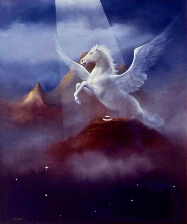 Painting titled "Pegasus" by David Jean, Original Artwork, Oil