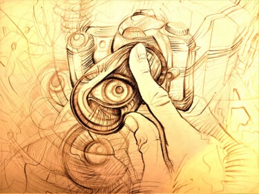 Dessin intitulée "The invisible hand" par David Jean'S Nokerman, Œuvre d'art originale, Crayon