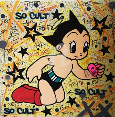 Malerei mit dem Titel "Astro Pop Boy" von David Karsenty, Original-Kunstwerk, Acryl
