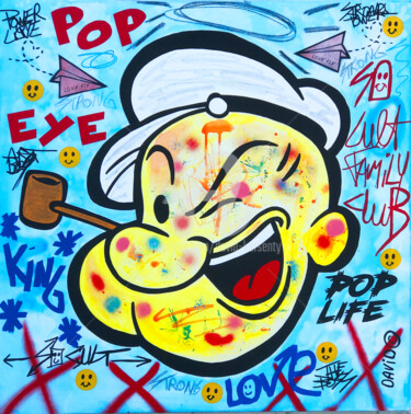 Malerei mit dem Titel "Pop-Eyes" von David Karsenty, Original-Kunstwerk, Schablone