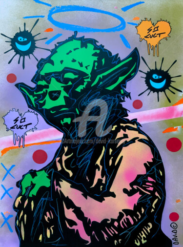 Malerei mit dem Titel "Yoda 22" von David Karsenty, Original-Kunstwerk, Sprühfarbe