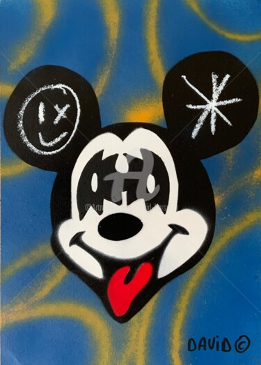 Peinture intitulée "Mickey Kiss" par David Karsenty, Œuvre d'art originale, Bombe aérosol