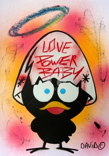 Pintura titulada "Love Power baby" por David Karsenty, Obra de arte original, Pintura al aerosol