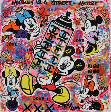 Pittura intitolato "Mickey is a street-…" da David Karsenty, Opera d'arte originale, Acrilico