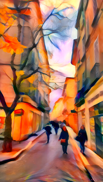 Aix en Provence side street Arts numériques intitulée "Aix en Provence sid…" par David Kitching, Œuvre d'art originale, Travail numérique 2D