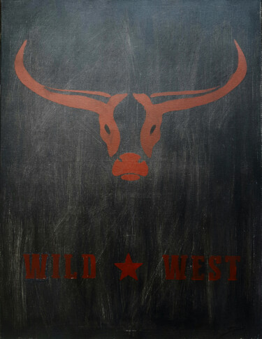 Painting titled "Bull" by David Ledin, Original Artwork, Acrylic Mounted on Wood Stretcher frame