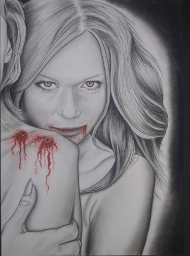 Drawing titled "Vampire" by David Lenne, Original Artwork, Charcoal