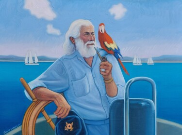 Painting titled "Padilla  the sailer." by David Lopez, Original Artwork, Oil