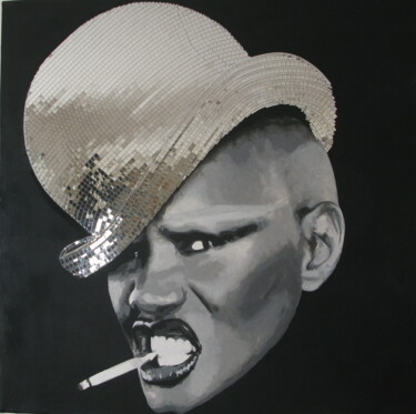 Painting titled "Grace Jones" by David Maars, Original Artwork, Acrylic Mounted on Wood Stretcher frame