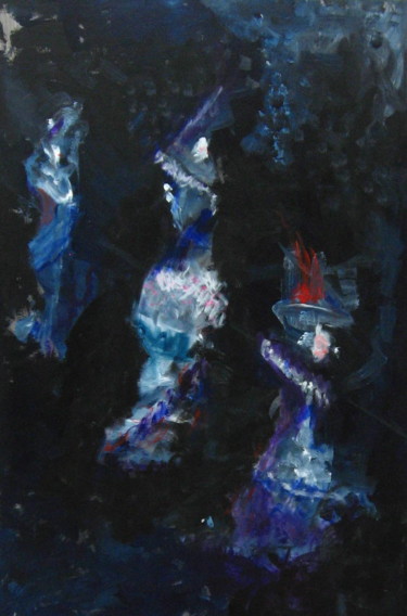 Painting titled "Blue Nightingales" by David Maggard, Original Artwork, Acrylic