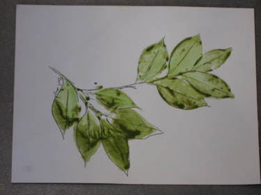 Painting titled "Camellia Leaves #2" by David Maggard, Original Artwork, Acrylic
