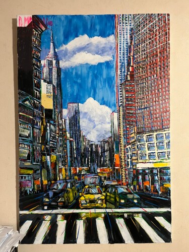 Painting titled "New York" by David Marchal, Original Artwork, Acrylic Mounted on Wood Stretcher frame