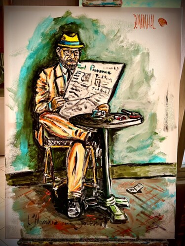 Peinture intitulée "L’homme au journal" par David Marchal, Œuvre d'art originale, Acrylique