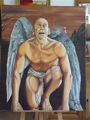 Peinture intitulée "l'ange déchu" par David Marchal, Œuvre d'art originale, Huile