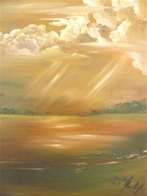 Peinture intitulée "lumiére de Dieu" par David Marchal, Œuvre d'art originale, Huile