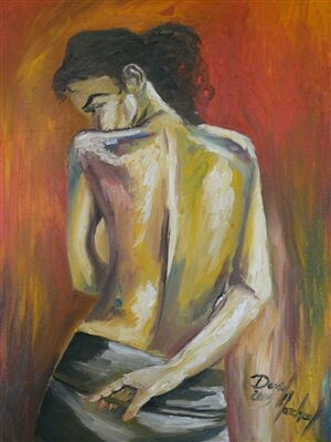 Painting titled "La gitane de feu" by David Marchal, Original Artwork, Oil