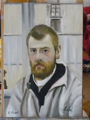 Painting titled "Emile Friant" by David Marchal, Original Artwork, Oil